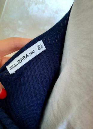 Zara сукня сарафан в рубчик колір синій10 фото