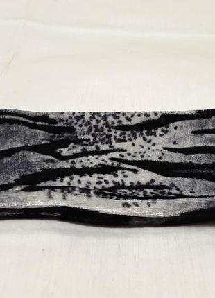 Тёплая велюровая повязка на голову ободок серый чёрный стрейч осень-зима-весна7 фото