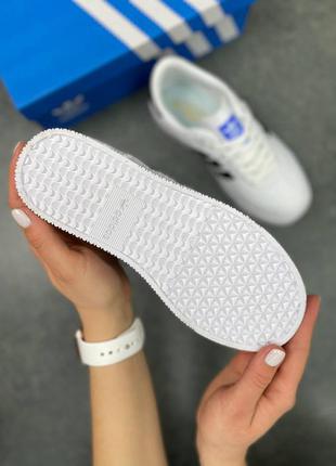 Кожаные, шикарные, белые кеды от adidas sambarose w all white/black8 фото