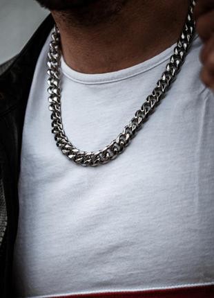 Чоловіча металева срібна ланцюжок, ланцюг на шию з нержавіючої сталі (316l), підвіска, ширина 8 мм3 фото