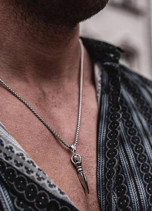 Чоловіча металева срібна підвіска спис, ланцюжок на шию, кулон з нержавіючої сталі (316l)8 фото