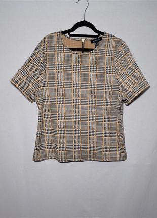 Блуза с коротким рукавом в клетку/гусинную лапкку