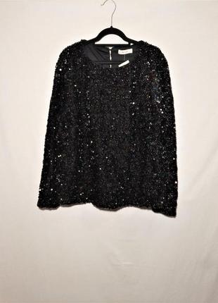 Святкова вечірня кофта з довгим рукавом в паєтки блискуча великий розмір