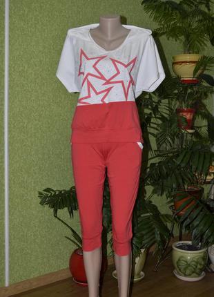 Новая стильная пижама красно - белая , принт звезды1 фото