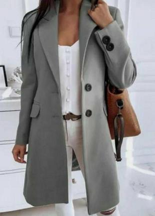 Женское серое пальто на пуговицах средней длины модное красивое трендовое стильное осеннее весеннее1 фото