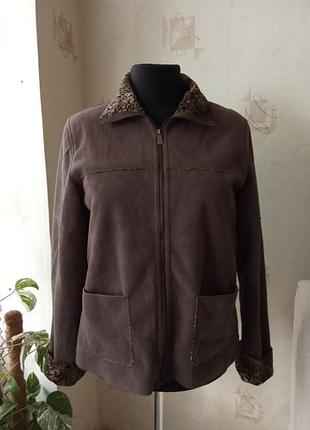 Легкая теплая куртка, жакет, под дубленку, флис, леопард