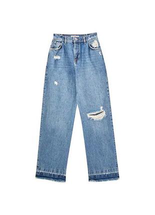 Джынсы высокая посадка защипы широкие штанины pull&bear джинсы высокая талия2 фото