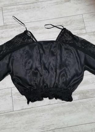 Блуза нарядная, черная , атласная , гипюровая8 фото