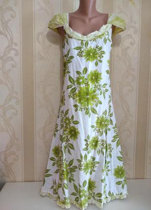 Платье сарафан натуральное, пышное внизу, вышивка , цветы.1 фото