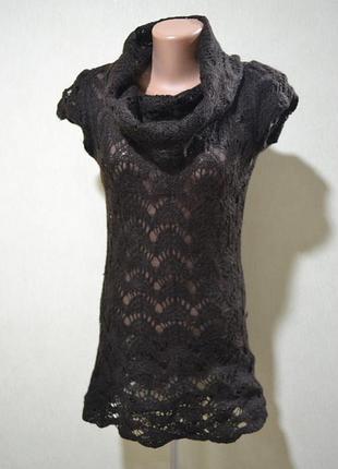 Теплая гипюровая туника кофта