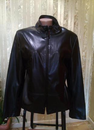 Куртка vestino due, вінтаж, масляна екошкіра, піджак, курточка чорна демісезонна1 фото