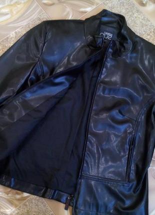 Куртка vestino due, вінтаж, масляна екошкіра, піджак, курточка чорна демісезонна7 фото