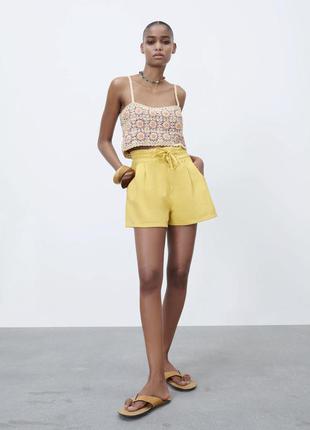 Zara зара оригинал шорты шорты классические желтые желтого m шортики2 фото