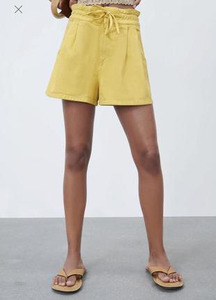Zara зара оригінал шорти шорті класичні жовті жовтого m шортики3 фото