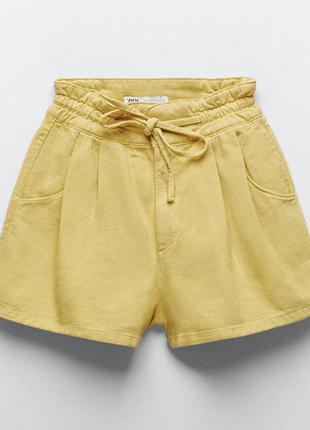 Zara зара оригінал шорти шорті класичні жовті жовтого m шортики6 фото