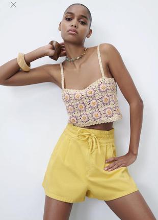 Zara зара оригинал шорты шорты классические желтые желтого m шортики4 фото