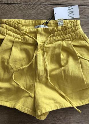 Zara зара оригінал шорти шорті класичні жовті жовтого m шортики9 фото
