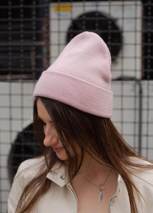 Рожева осіння шапка з відворотом without 8048216