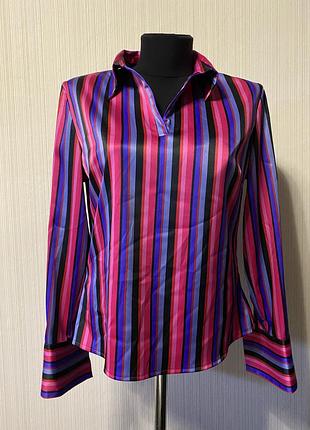 Атласная блуза сатин в полоску