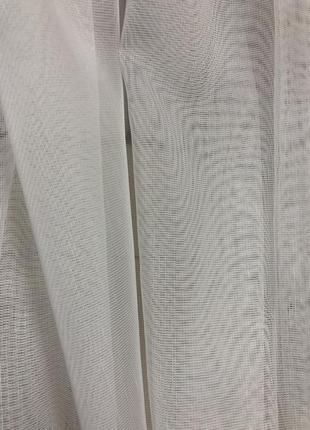 Тюль бамбук білого кольору із золотистою смужкою5 фото