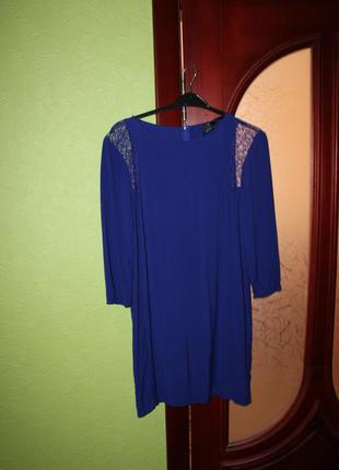 Красивое синее платье, вискоза, наш 40-42 размер xs, s, от h&amp;m1 фото