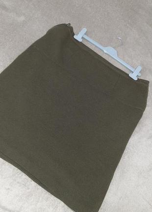 Шерстяная юбка с карманами хаки зима🍀4 фото