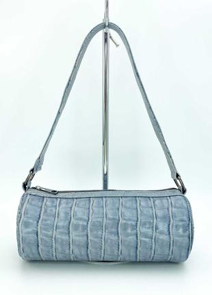 Женская сумка «бэтс» серо-голубой крокодил1 фото