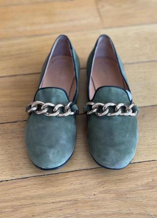 Sigerson morrison темно-зеленые замшевые лоферы туфли с цепью 37 размер2 фото