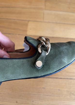 Sigerson morrison темно-зеленые замшевые лоферы туфли с цепью 37 размер3 фото