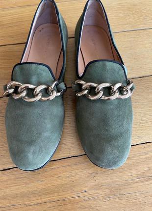 Sigerson morrison темно-зеленые замшевые лоферы туфли с цепью 37 размер8 фото