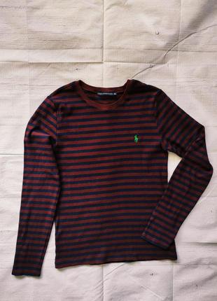 Лонгслив свитер ralph lauren sport ,полоска, хлопок,бордовый, синий,р.l,xl