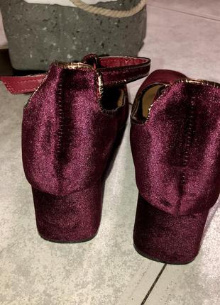 Шикарные бархатные туфли бордового цвета / велюровые туфли цвета марсала 🍃4 фото