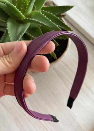 Обруч для волосся еко шкіра сливовий колір  обруч на голову эко кожа