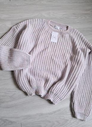 Сиреневый меланжевый свитер крупной вязки2 фото