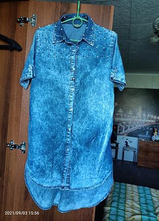 Рубашка джинсовая, размер  s-m