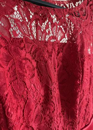 Красное платье рыбка / сукня / вечернее / выпускное /  атлас и гипюр, торг4 фото