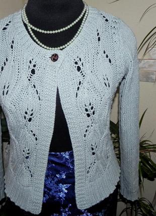 Колекційна, красива, ажурна кофтинка кольору метелика. m&s - indigo 48-50р.