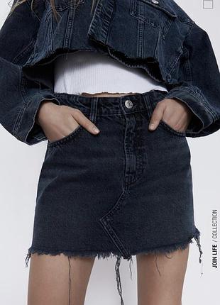 Спідниця чорна джинсова спідниця zara