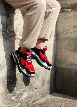 Кроссовки женские  triple s black red-скидка