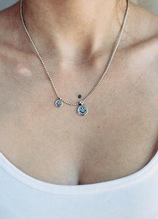 Цепь с плетением смайл, серебряное покрытие 925 пробы