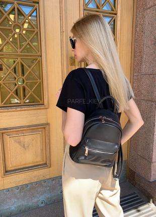 Компактный черный кожаный рюкзак натуральная кожа borse in pelle италия2 фото