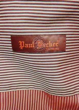 Paul becker брендовая рубашка + нюанс, мужская в полоску бордовая розовая длинный рукав7 фото