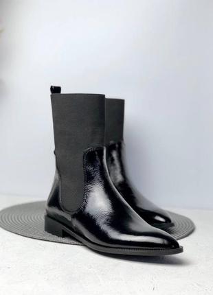 Ботинки челси кожаные с острым носком из натуральной кожи наплак3 фото
