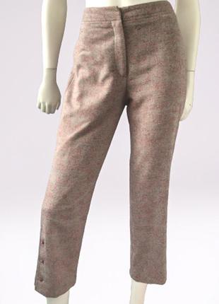 Укороченные шерстяные меланжевые брюки с высокой посадкой бренда marc cain, германия