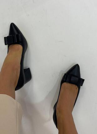Эксклюзивные туфли лодочки итальянская кожа чёрные женские
