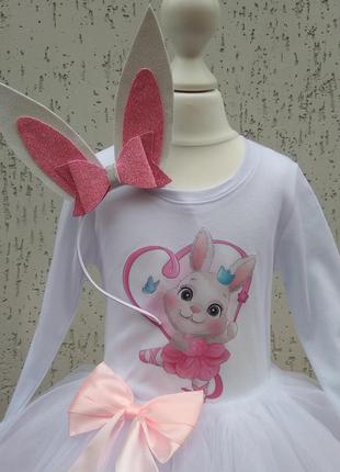 Сукня зайченя наряд зайчика костюм зайця для дівчинки рожевий фатиновая спідниця5 фото