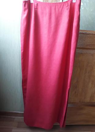 Льняная красная юбка1 фото
