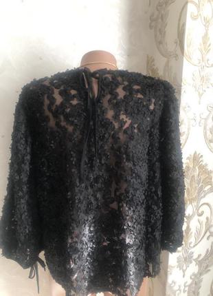 Блуза чорна блузка модна шикарна трендова стильна мереживо мереживна блузка reserved2 фото