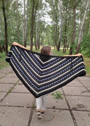 В'язана накидка-шаль плюшева. батал. ручна робота