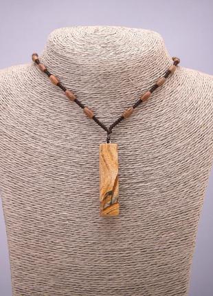 Кулон цилиндр из натурального камня яшма пейзажная